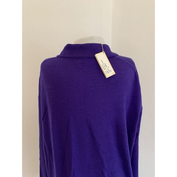 Peter Millar VTG Purple Silk Wool Cashmere Polo Sweater XL NWT Collar Button - Picture 10 of 14